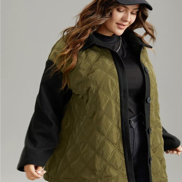 Plus size 22-24 patchwork quilted button up jacket - Picture 1 of 7